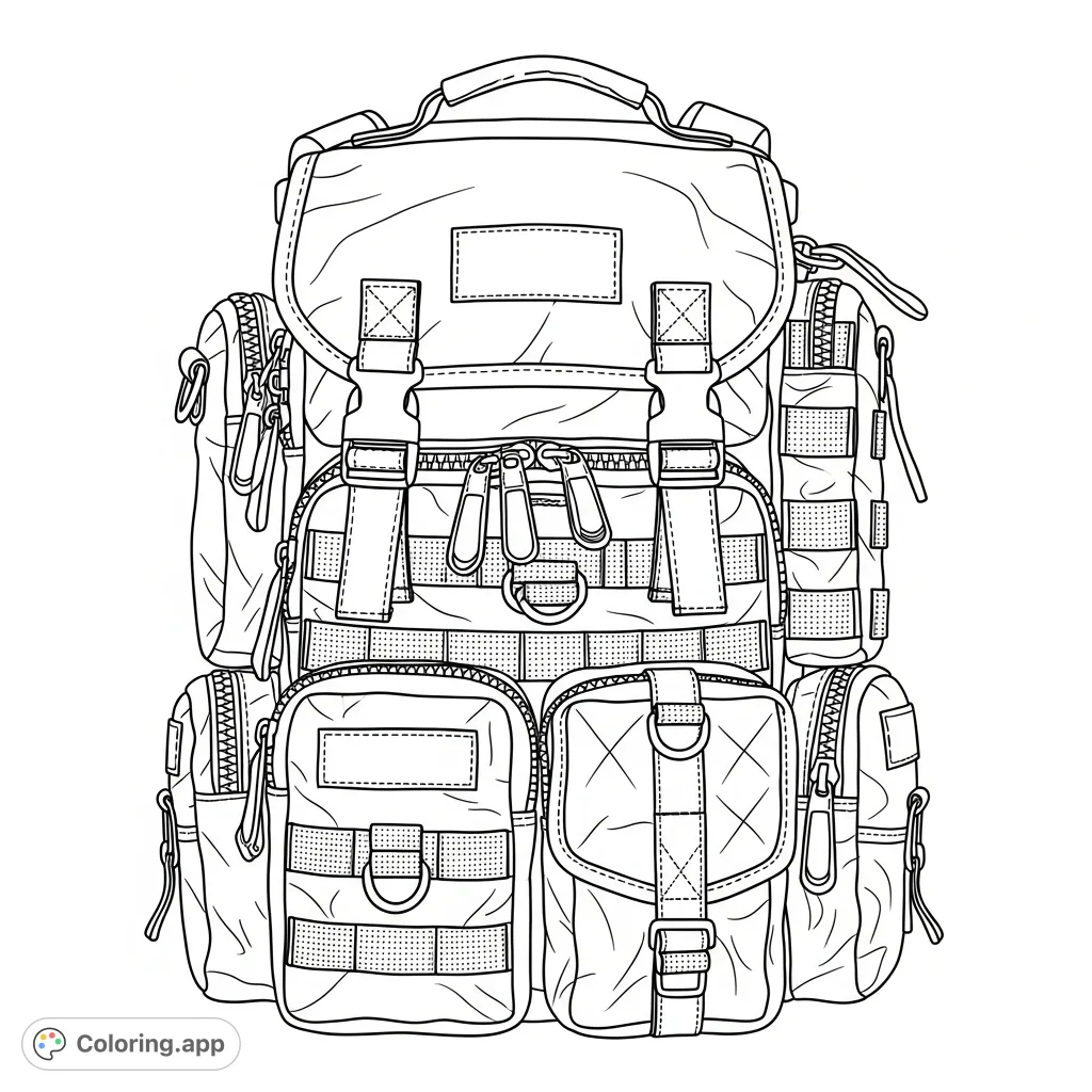 Tactical Military Bag Design - Coloring.app