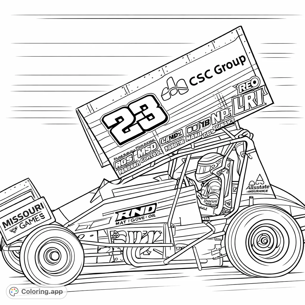 Spring Racing Colouring In Dynamic Sprint Car Race - Coloring.app