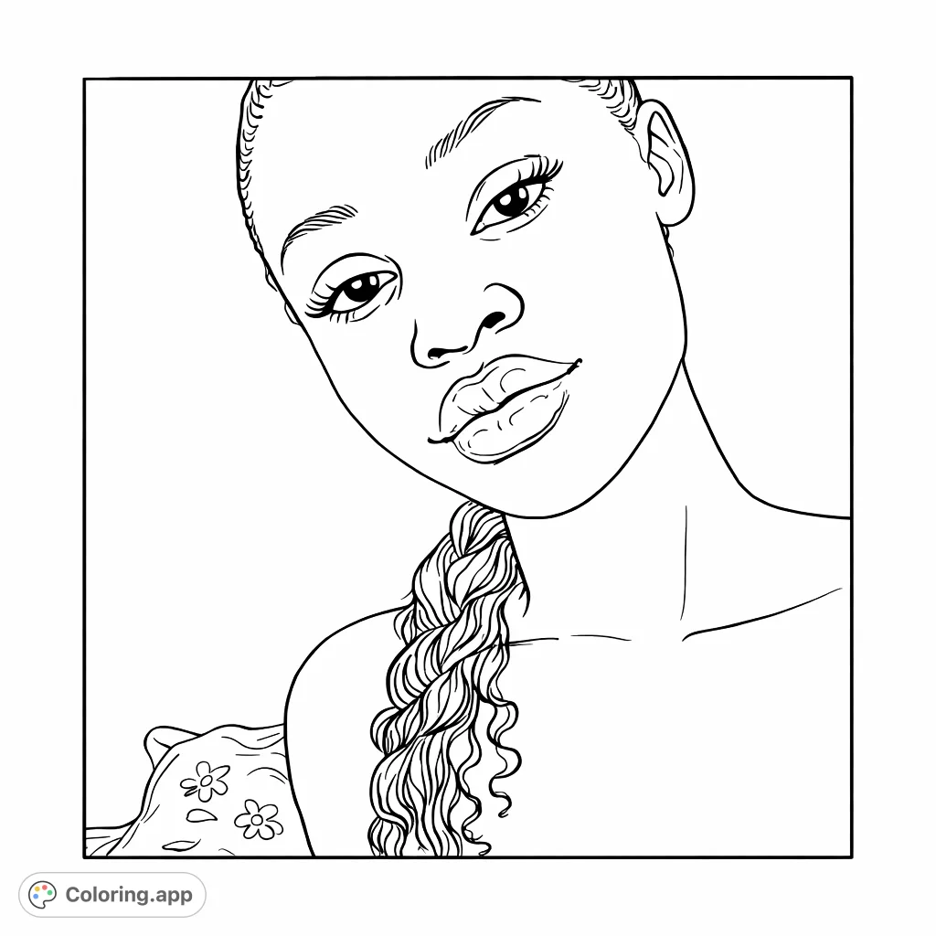 A striking portrait of a young woman with a serene expression, featuring her braided hair and a simple background, perfect for creative exploration.