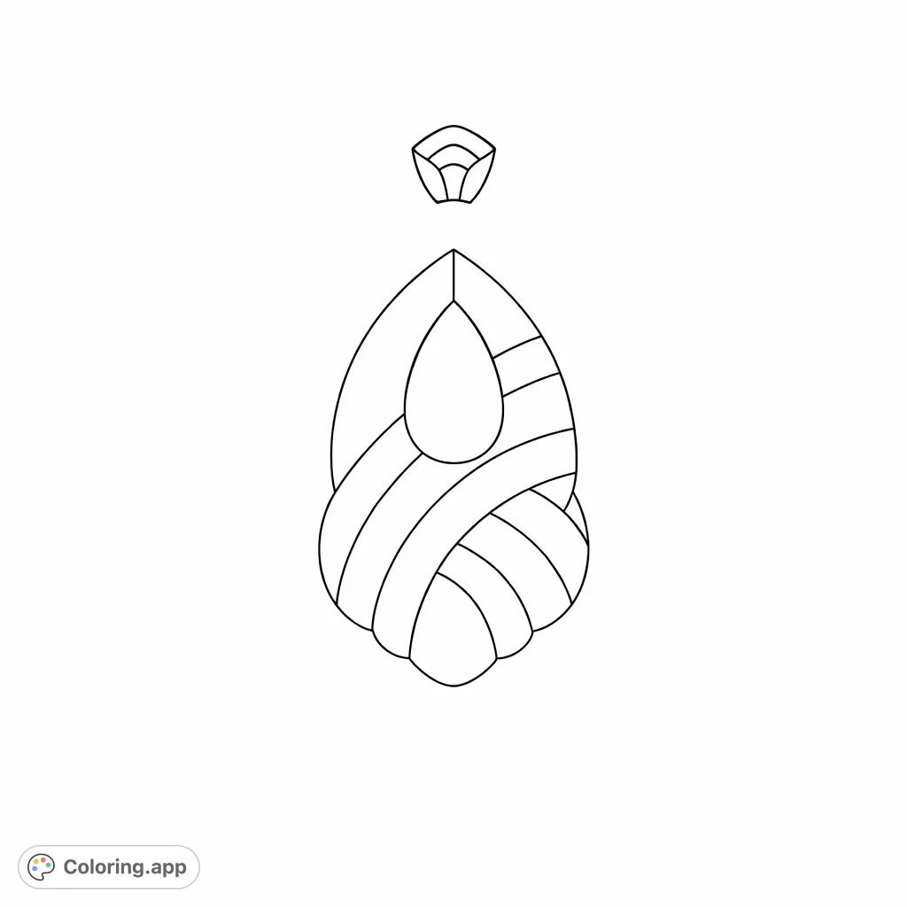 An elegant teardrop gem design with intricate segments and a delicate crown-like top. Perfect for exploring gradients and shading in a captivating geometric motif.