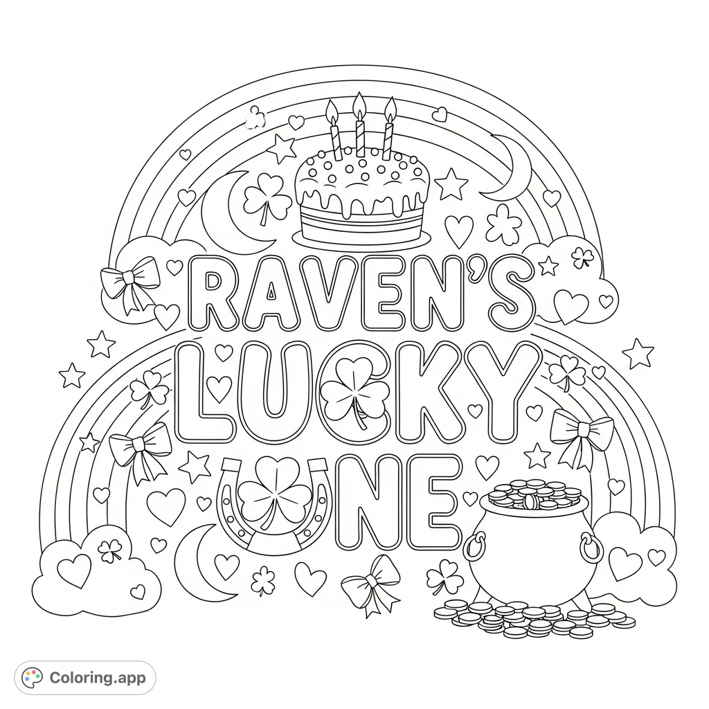 Celebrate a special first birthday with this whimsical St. Patrick's Day coloring page!