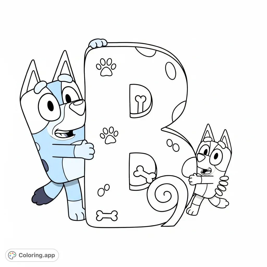 Bluey and Bingo's Letter B Adventure - Coloring.app