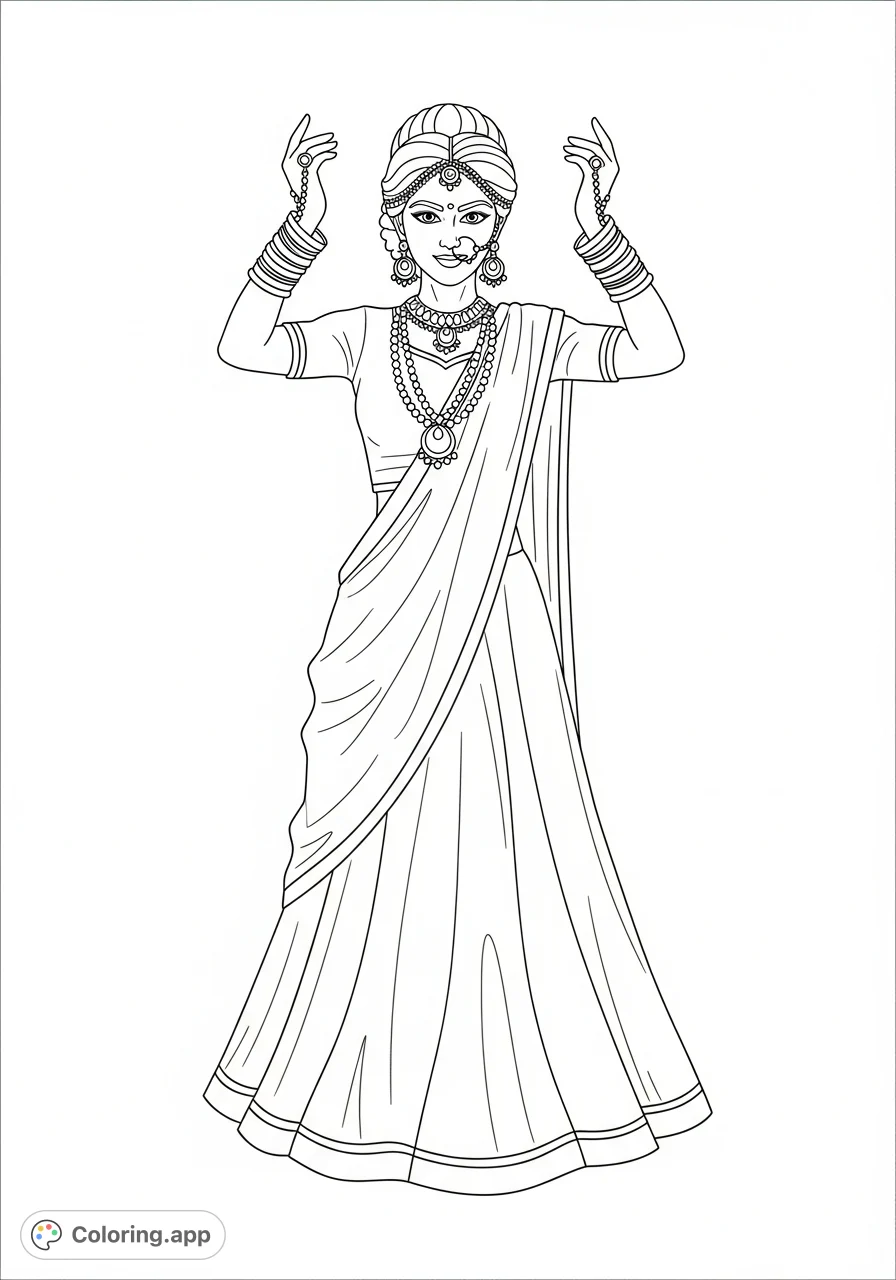 An elegant bride in a simple lehenga, adorned with bangles and traditional jewelry, strikes a graceful pose. Perfect for cultural art and fashion enthusiasts.