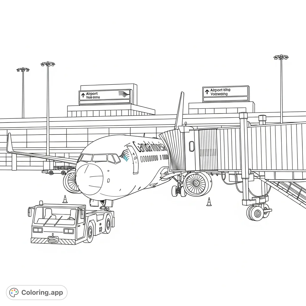 Coloring Pages Terminal Garuda Indonesia 737-8 Terminal - Coloring.app