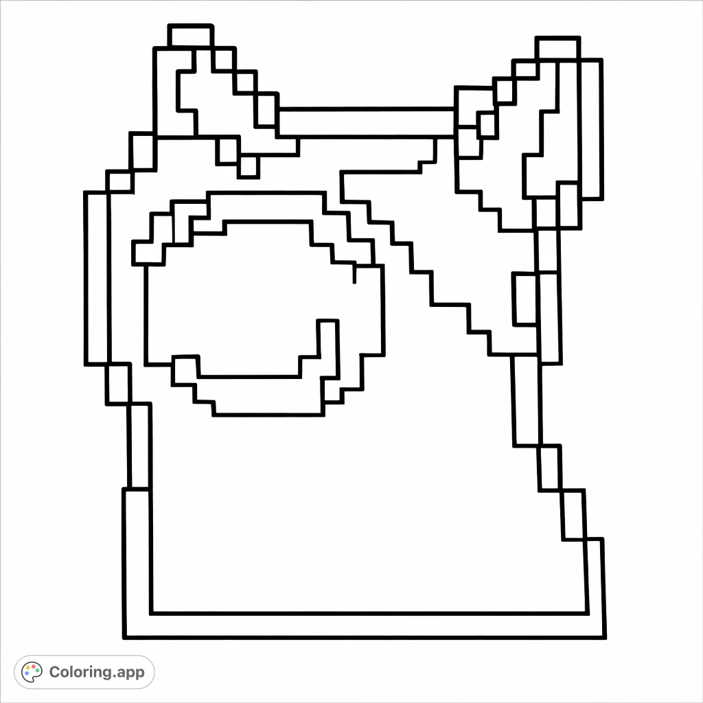 A fun pixel art cat with a wide-open mouth. Enjoy coloring this unique, blocky feline design, perfect for fans of retro gaming aesthetics and simple, expressive characters.