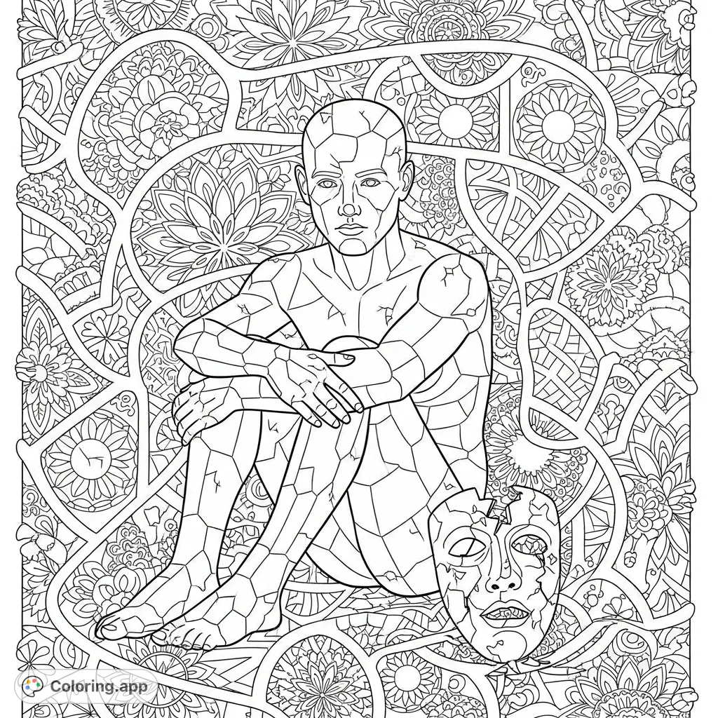 Geometric Labyrinth Figure - Coloring.app