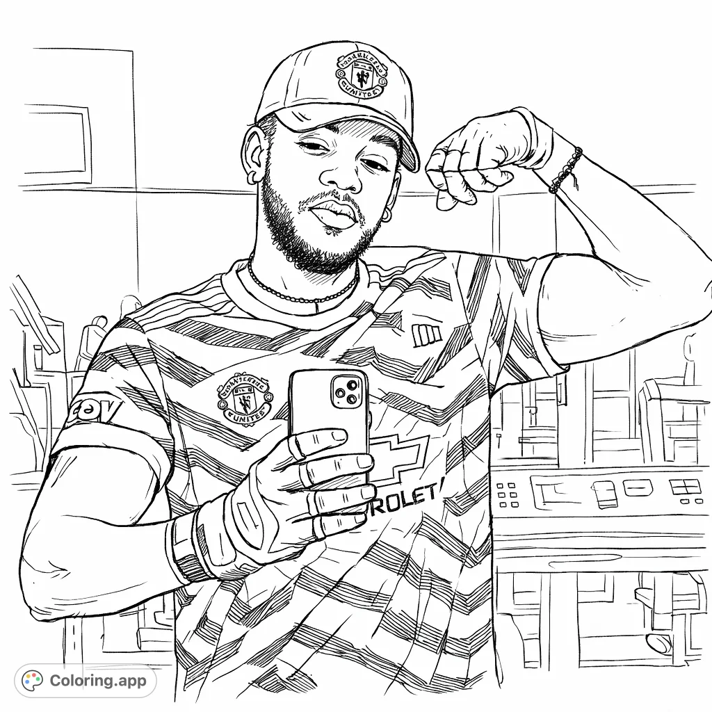 Strike a pose with this fitness-themed coloring page featuring a person flexing at the gym. Perfect for enthusiasts!