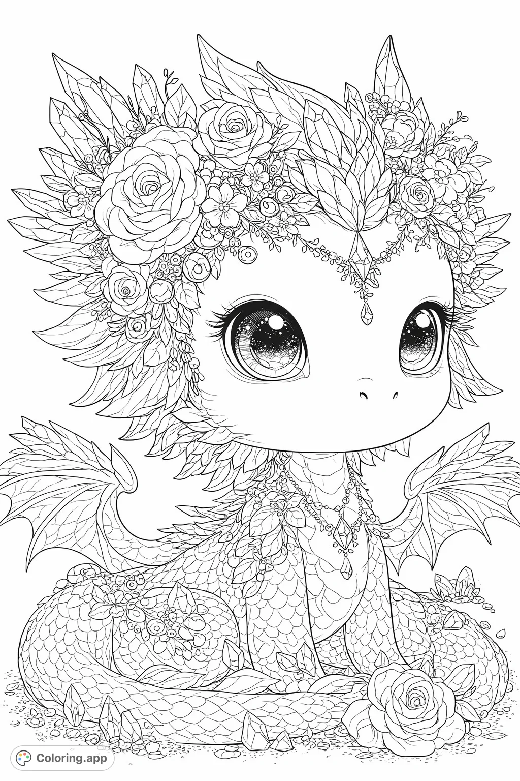 Enchanted Crystal Dragon - Coloring.app