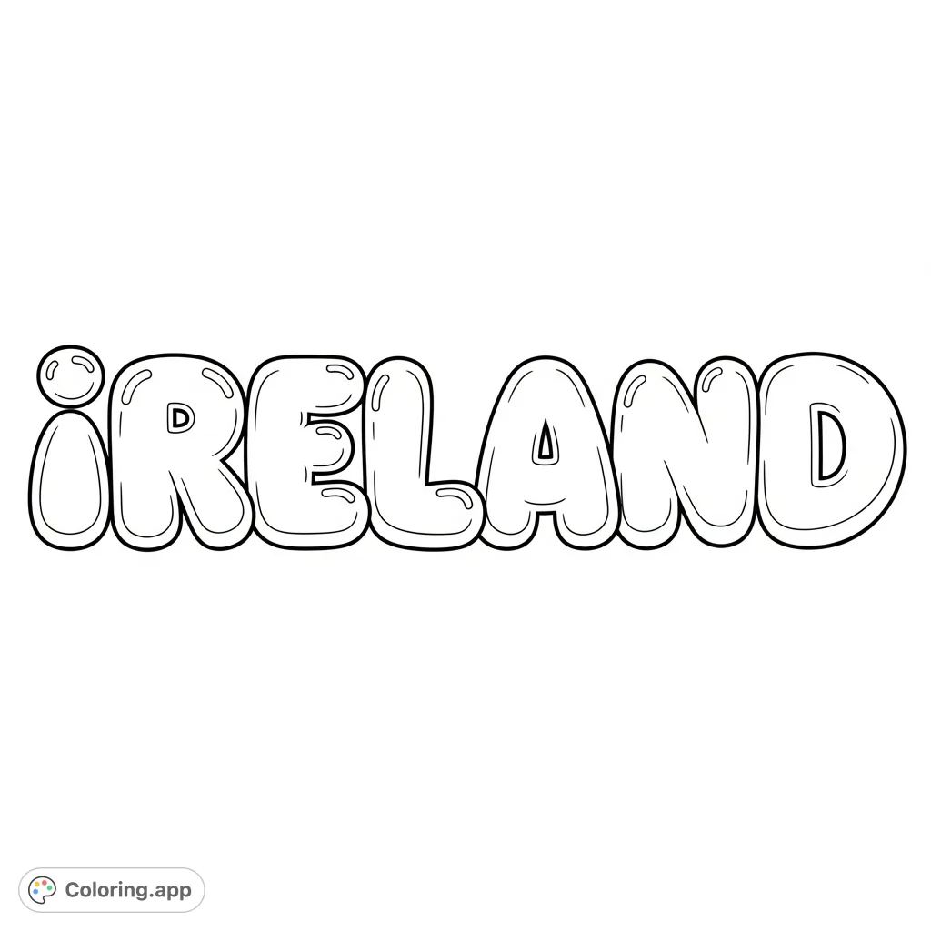 Ireland In Writing Ireland Bubble Letters - Coloring.app