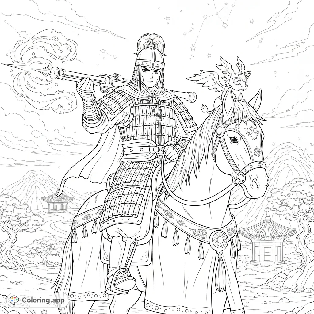 A majestic Ancient Korean Cataphract, in detailed armor, charges on horseback, wielding a unique gun-lance against a backdrop of ancient Korean landscape.