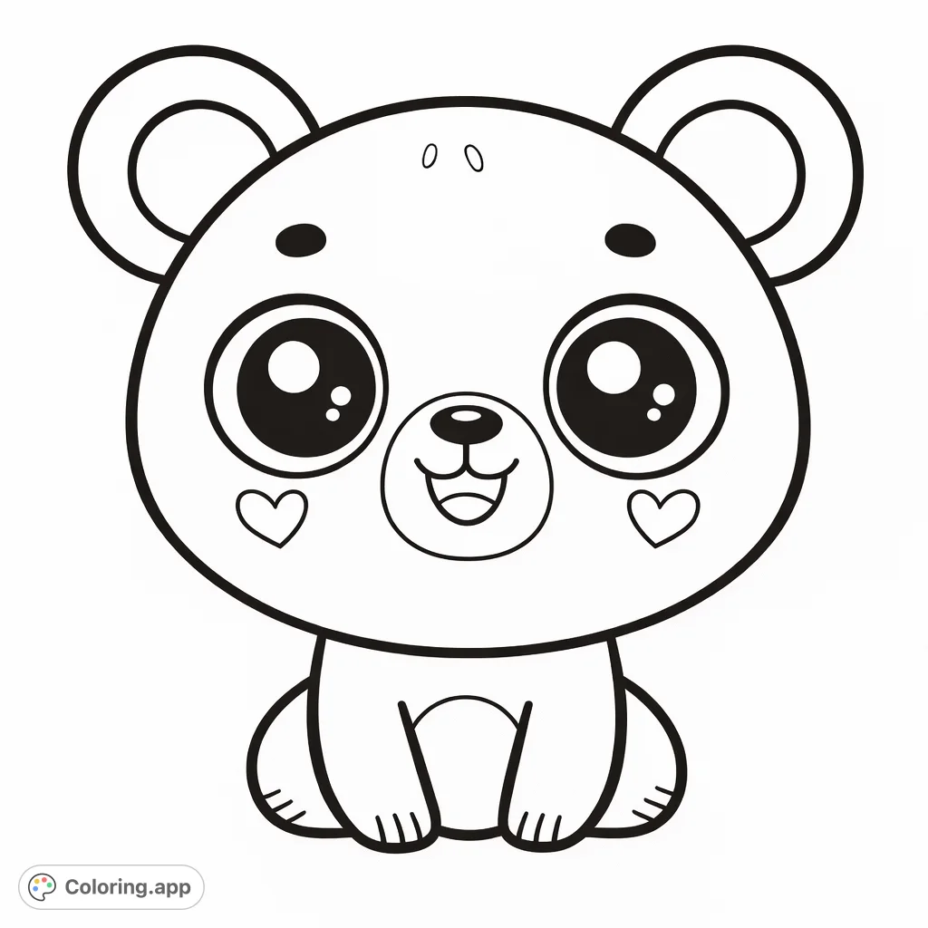 Cute Cartoon Bear - Coloring.app