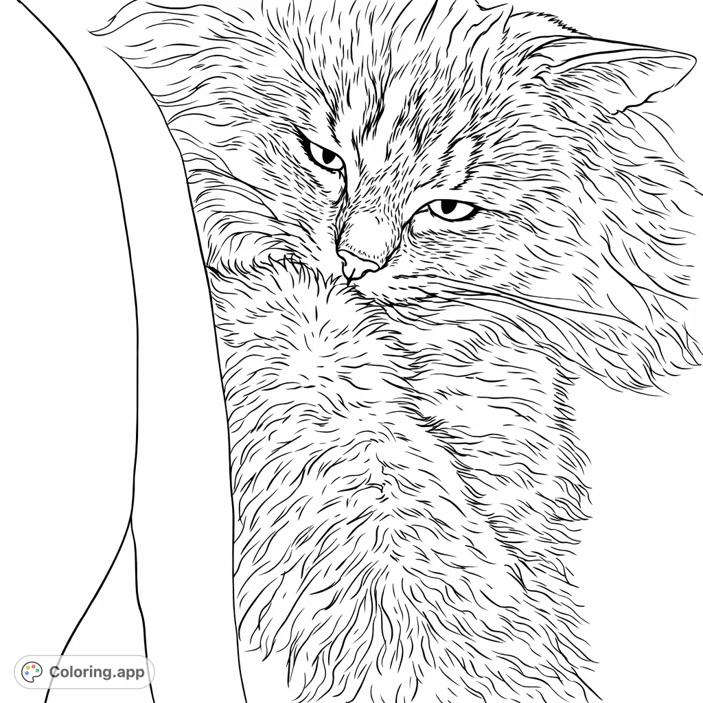 Cozy Striped Cat - Coloring.app