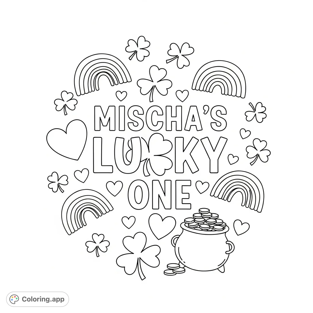 Celebrate St. Patrick's Day with "Mischa's Lucky One" coloring page!