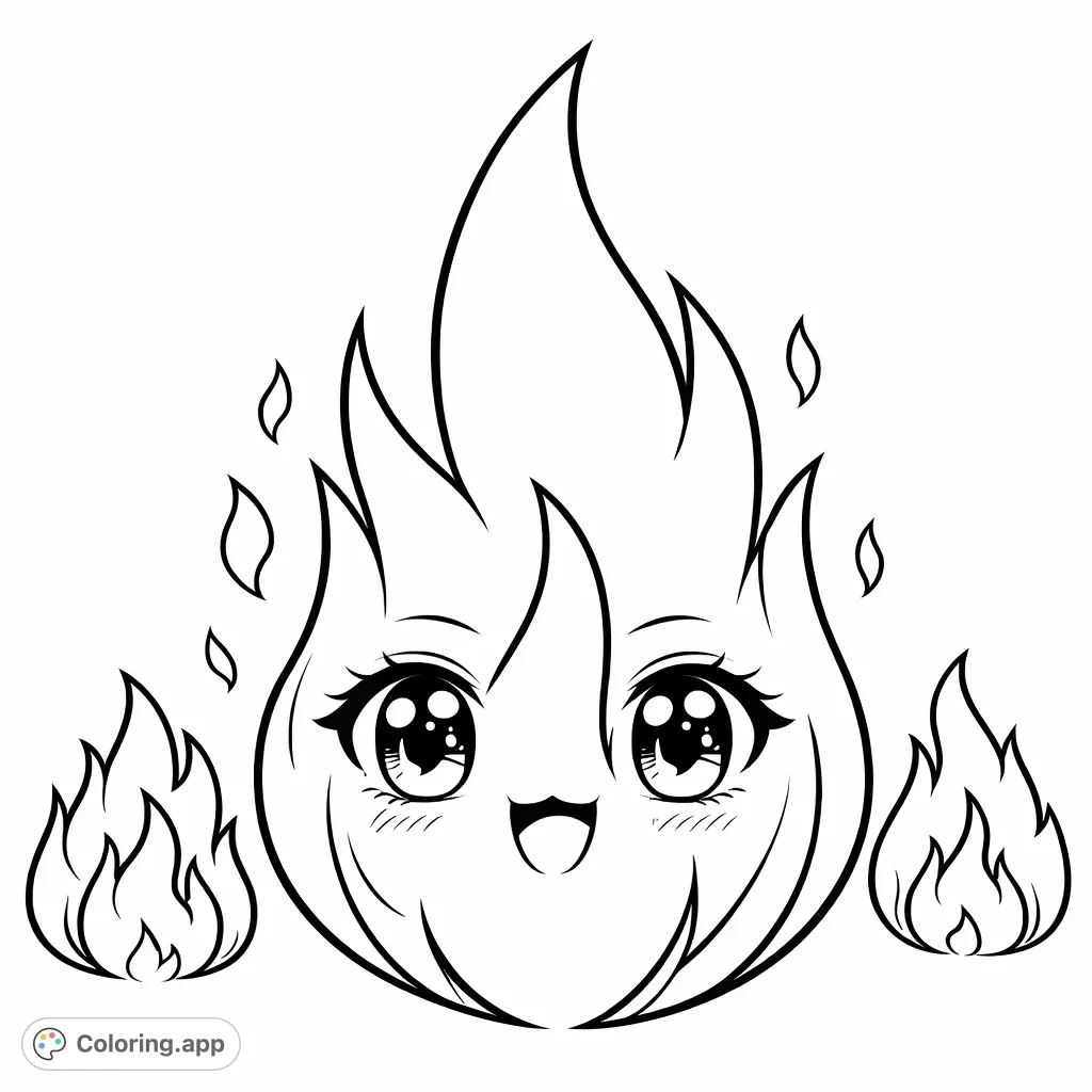 Ignite creativity with this dynamic, stylized flame design. A free printable fire coloring page for all ages, perfect for vibrant hues and artistic expression.
