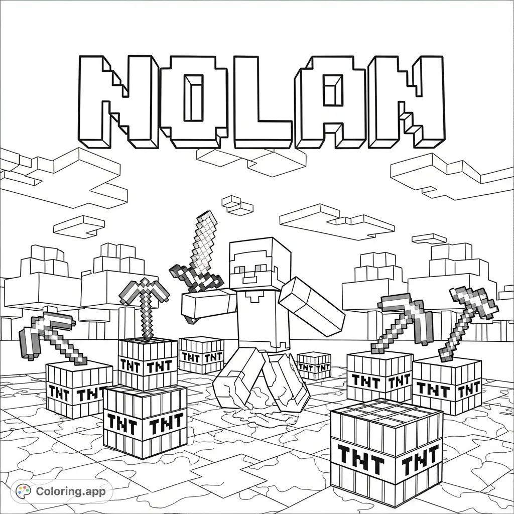 Minecraft Note Block Coloring Image Nolan's Blocky Minecraft Adventure - Coloring.app