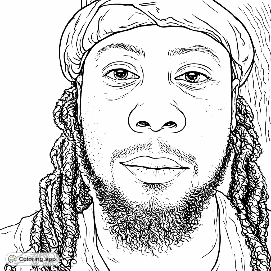 A detailed portrait of an individual with dreadlocks and a head covering, offering a canvas for expressive shading and intricate detail.