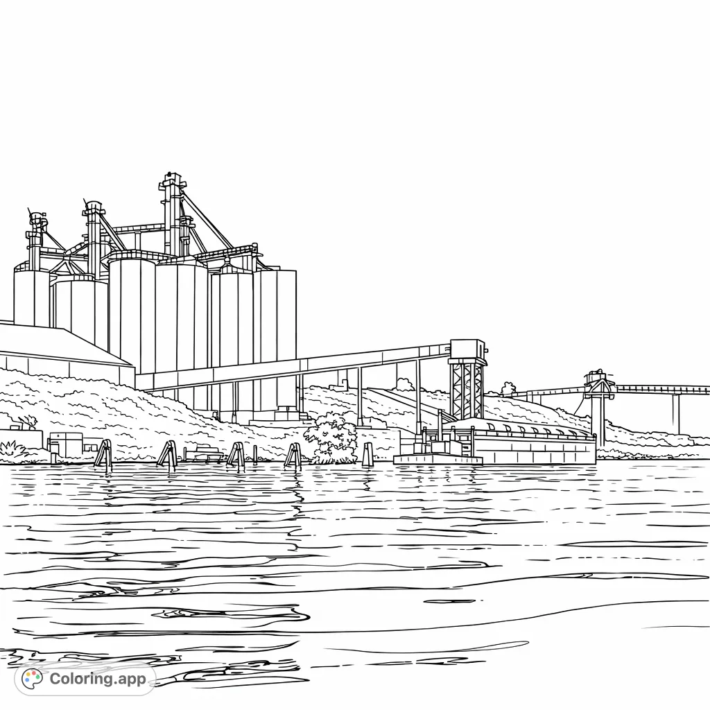 Coloring Pages Terminal Industrial River Grain Terminal - Coloring.app