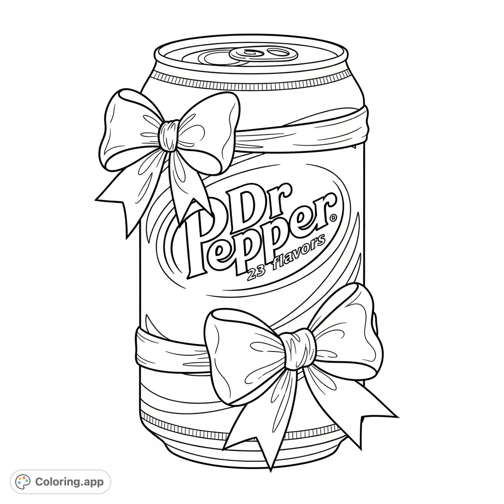 Add a unique touch to this Dr. Pepper coloring page with charming bows.