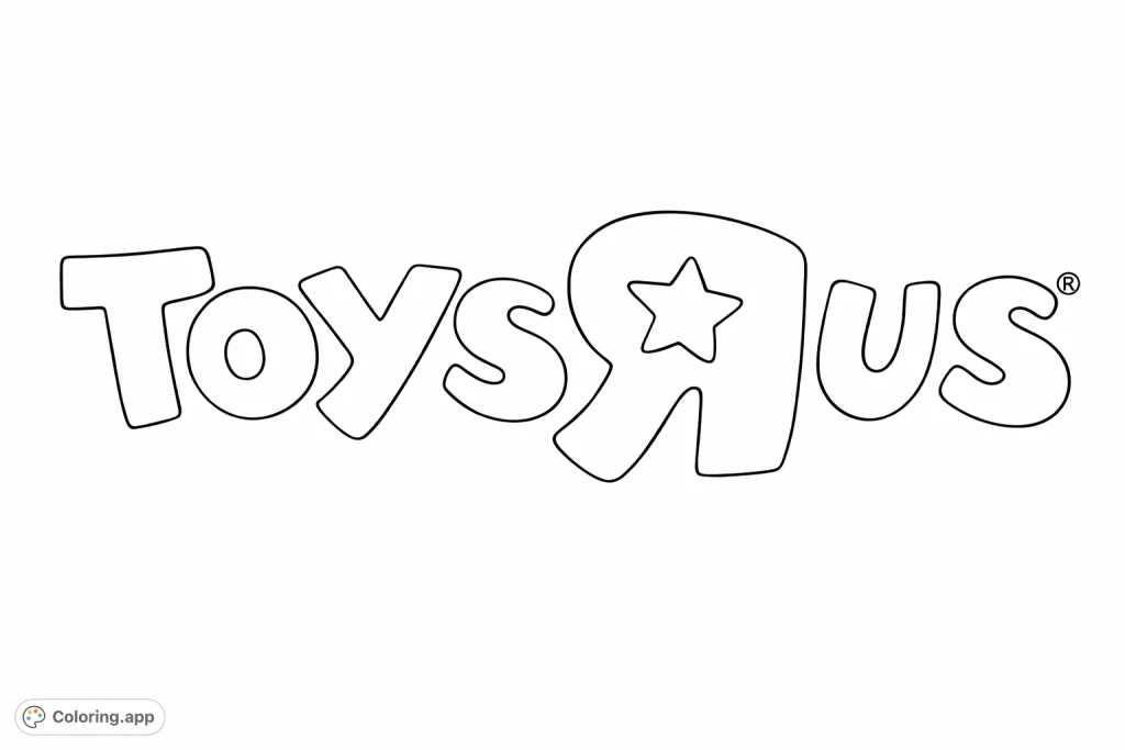 A fun and iconic toy store logo featuring playful, rounded letters and a distinctive star-shaped 'R'. Perfect for young fans to customize.