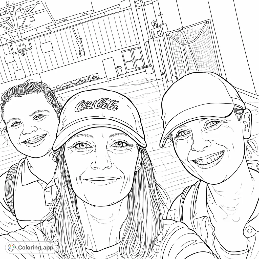 A fun gym outing captured, featuring a child and two adults with cheerful expressions and casual attire, set against the backdrop of an indoor sports facility.