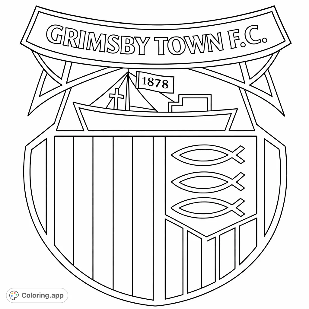 C. crest featuring a fishing trawler, historical date, and unique fish symbols.