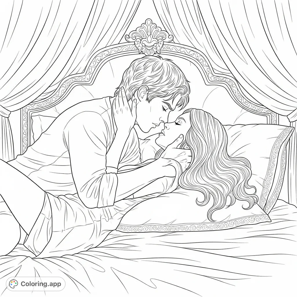 Capture the intense romance of Damon and Elena from The Vampire Diaries in this detailed coloring page, perfect for fans to bring to life.