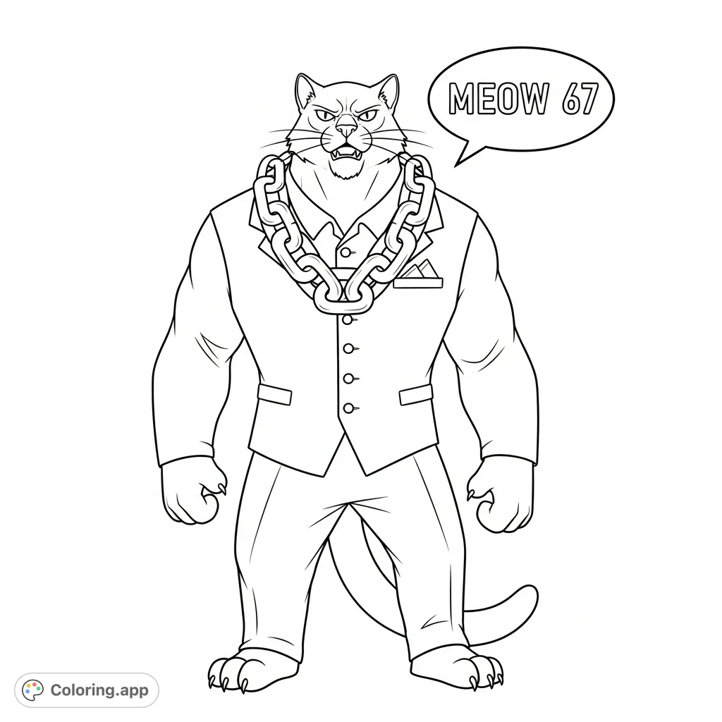 Sigma Coluring In Sigma Feline with Chain - Coloring.app