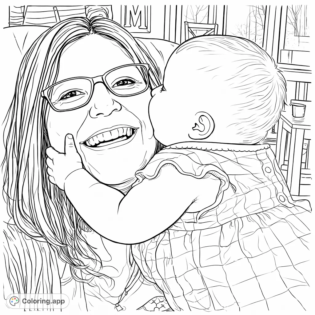 Capture a heartwarming moment of family connection with this adult and baby coloring page, featuring a sweet embrace that radiates joy and affection.