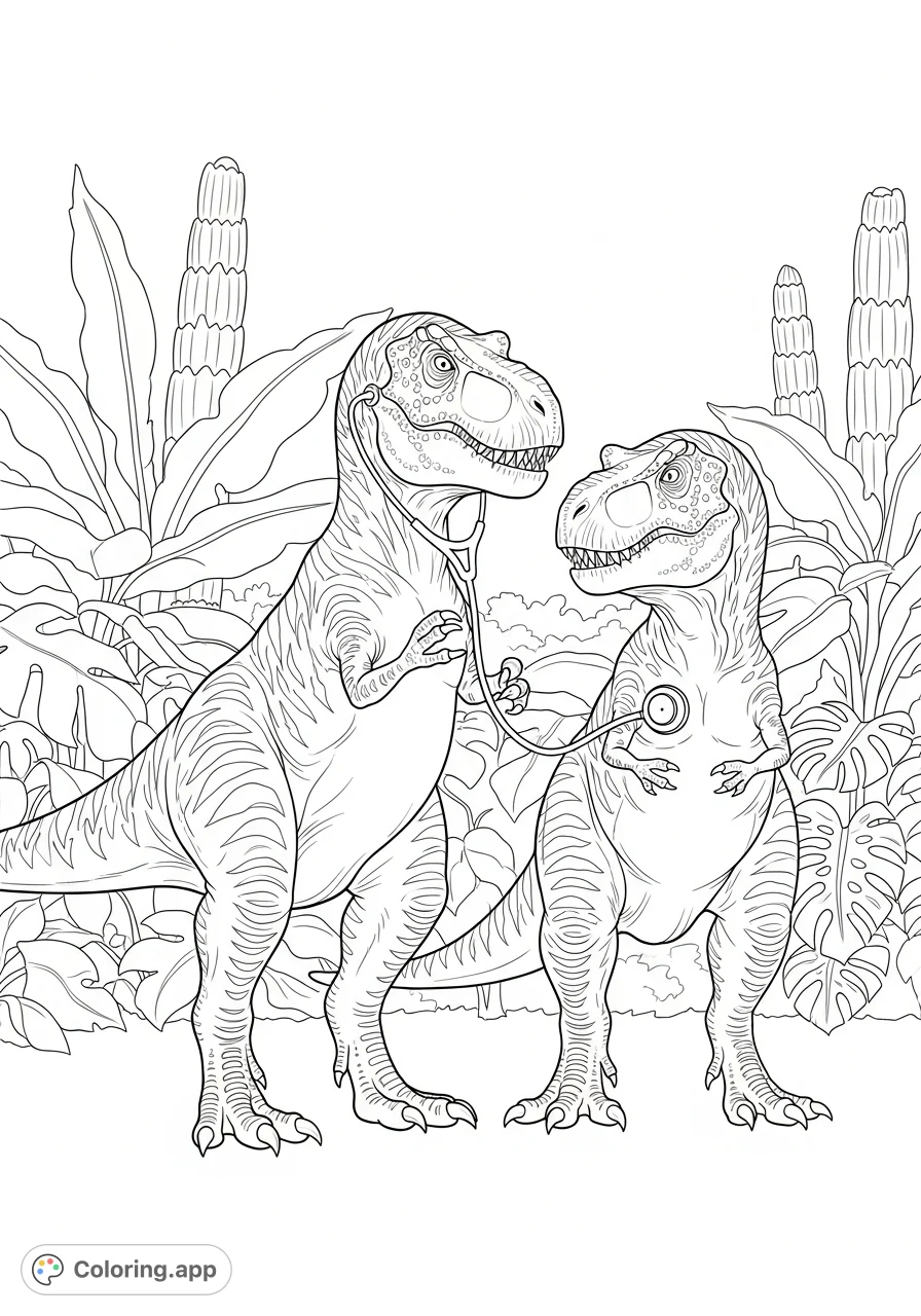 A fun T. rex coloring page featuring one T.