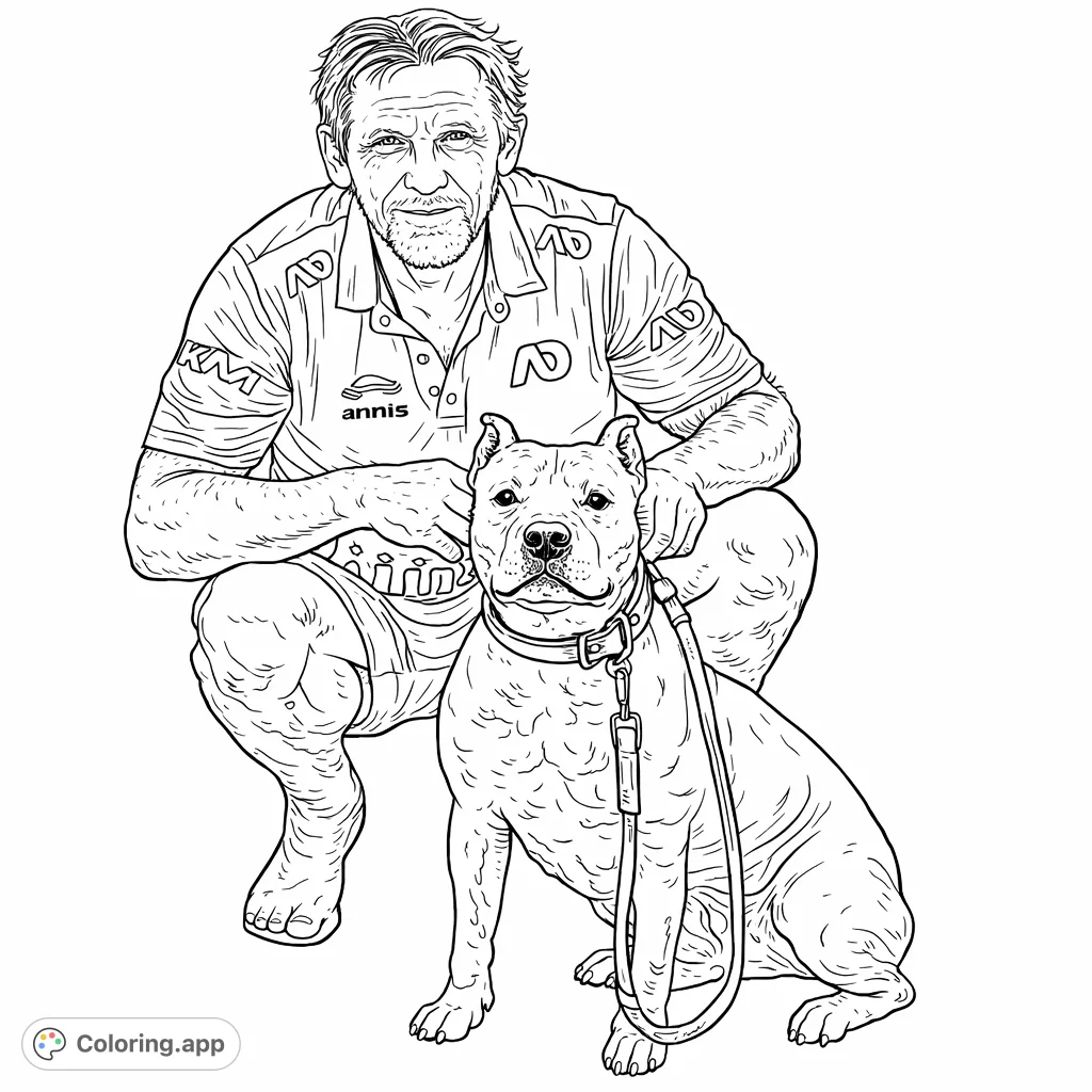 Man and Dog Companion - Coloring.app