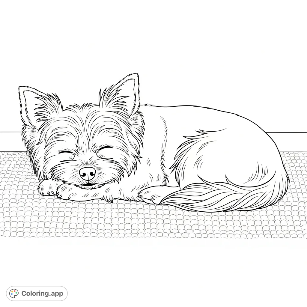 Peaceful Yorkie Slumber - Coloring.app