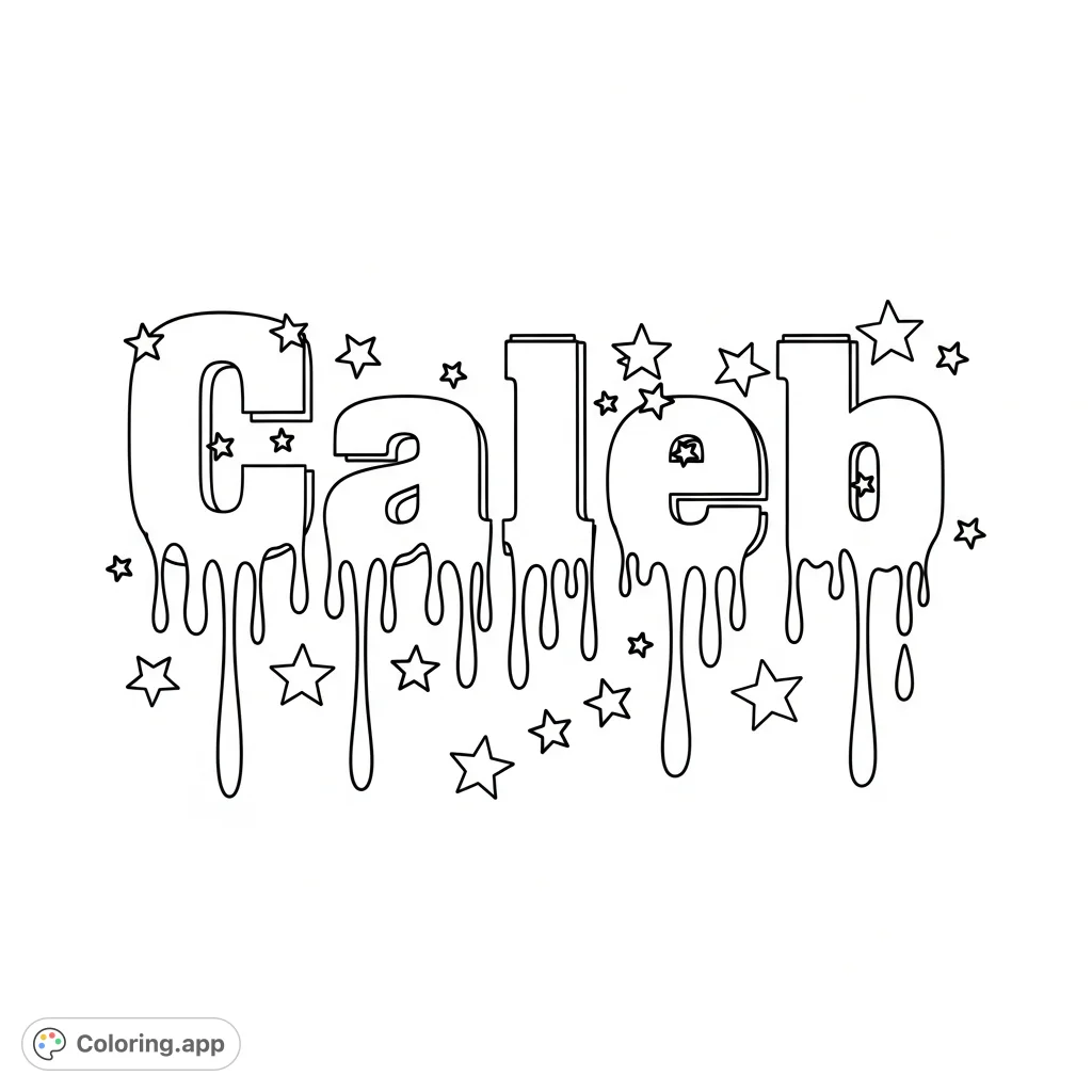 Caleb Drip Name With Stars Coloring app caleb-drip-name-with-stars-coloring-app