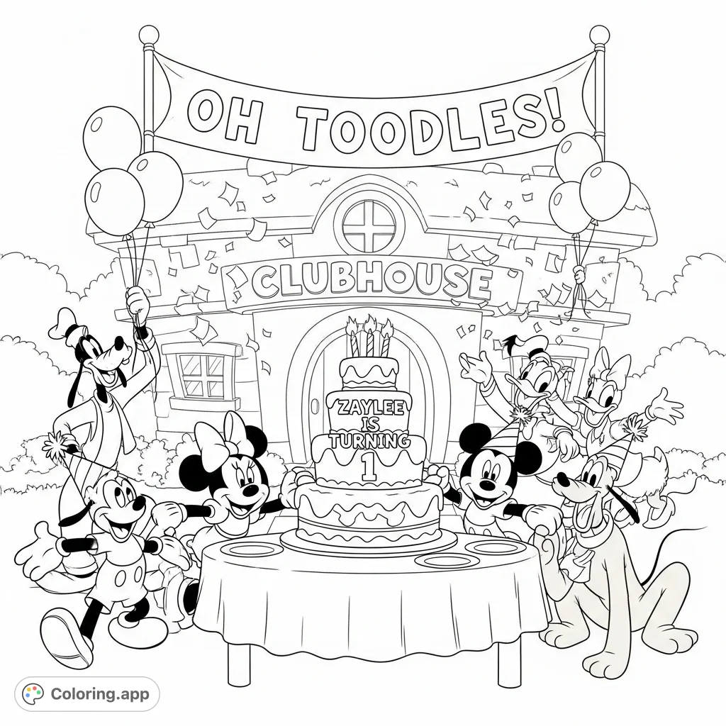 Join Mickey, Minnie, and friends at a lively Mickey Mouse Clubhouse birthday party! Celebrate Zaylee's first birthday with a parade, grand cake, and confetti fun.