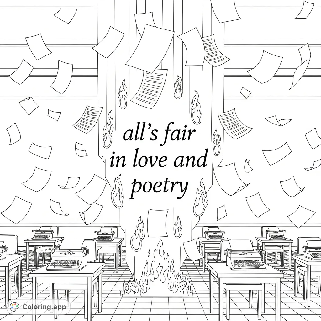 Immerse yourself in a dramatic scene inspired by Taylor Swift's "Fortnight" music video, featuring a poetic quote amidst falling papers and an institutional setting.