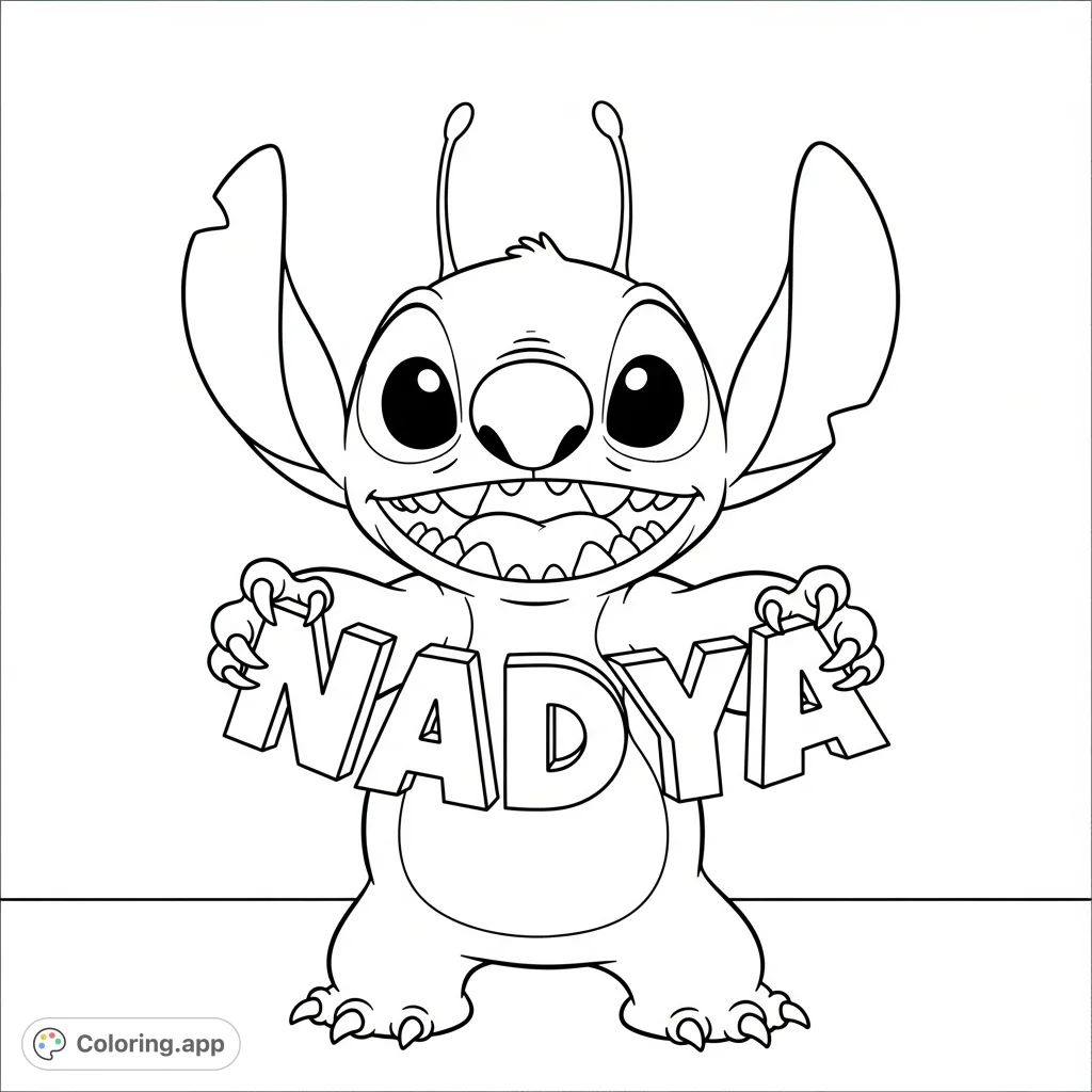 ' A personalized and cheerful coloring page for fans.