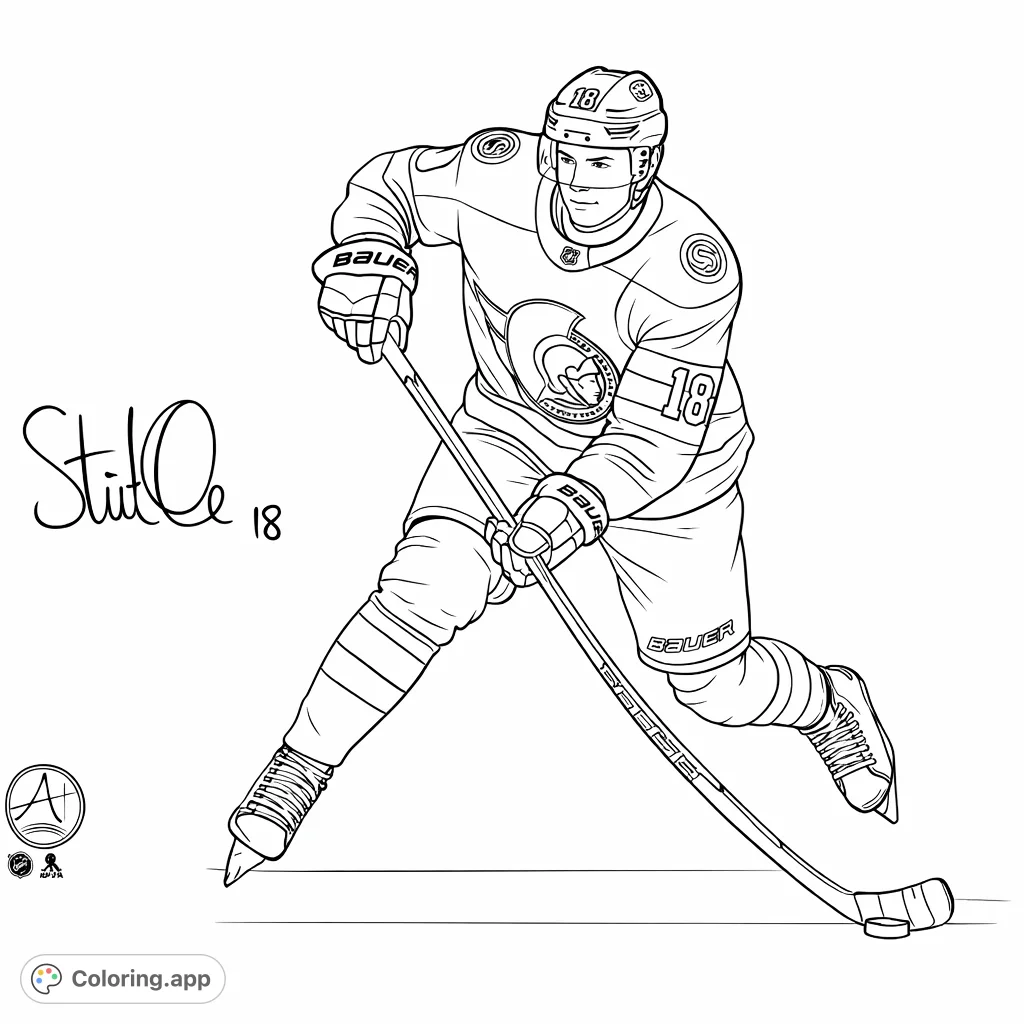 Dynamic Hockey Player Action - Coloring.app