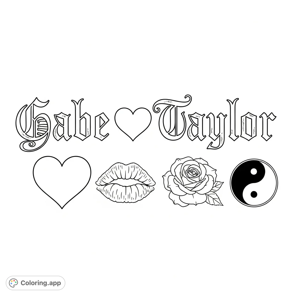 Gabe and Taylor Gothic Script - Coloring.app