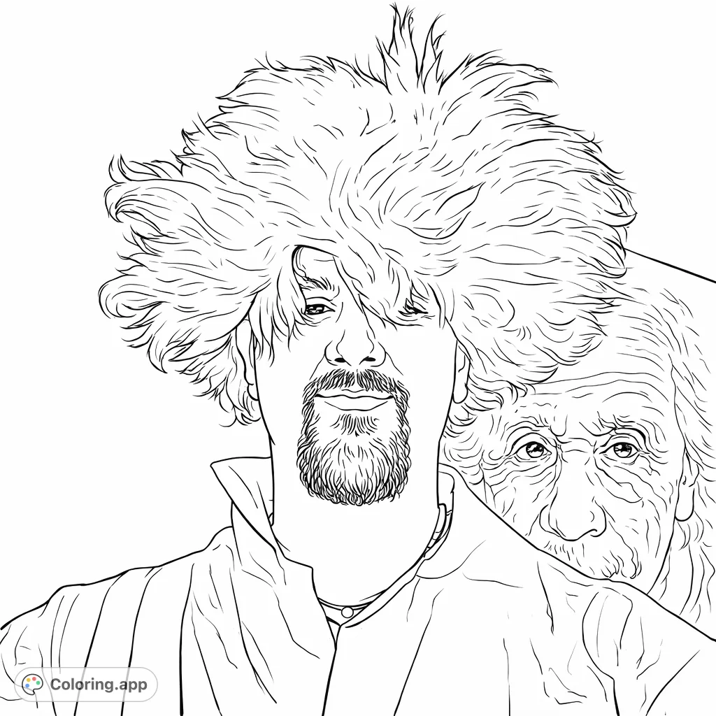 Unleash your creativity with this quirky mad scientist portrait coloring page! Featuring a person in a wild wig and lab coat, it’s a fun, imaginative challenge.