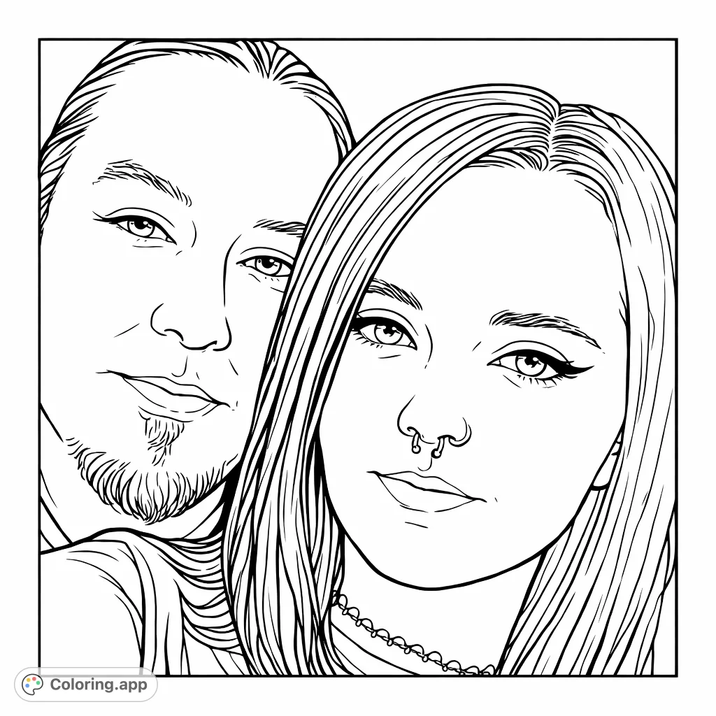 A heartwarming close-up portrait featuring two individuals, perfect for personalizing with your chosen shades. Explore expressions and features.