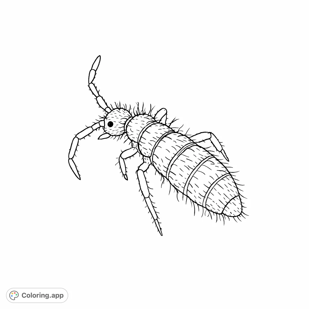 Explore the intricate world of a springtail with this detailed coloring page. Perfect for nature lovers to bring to life.