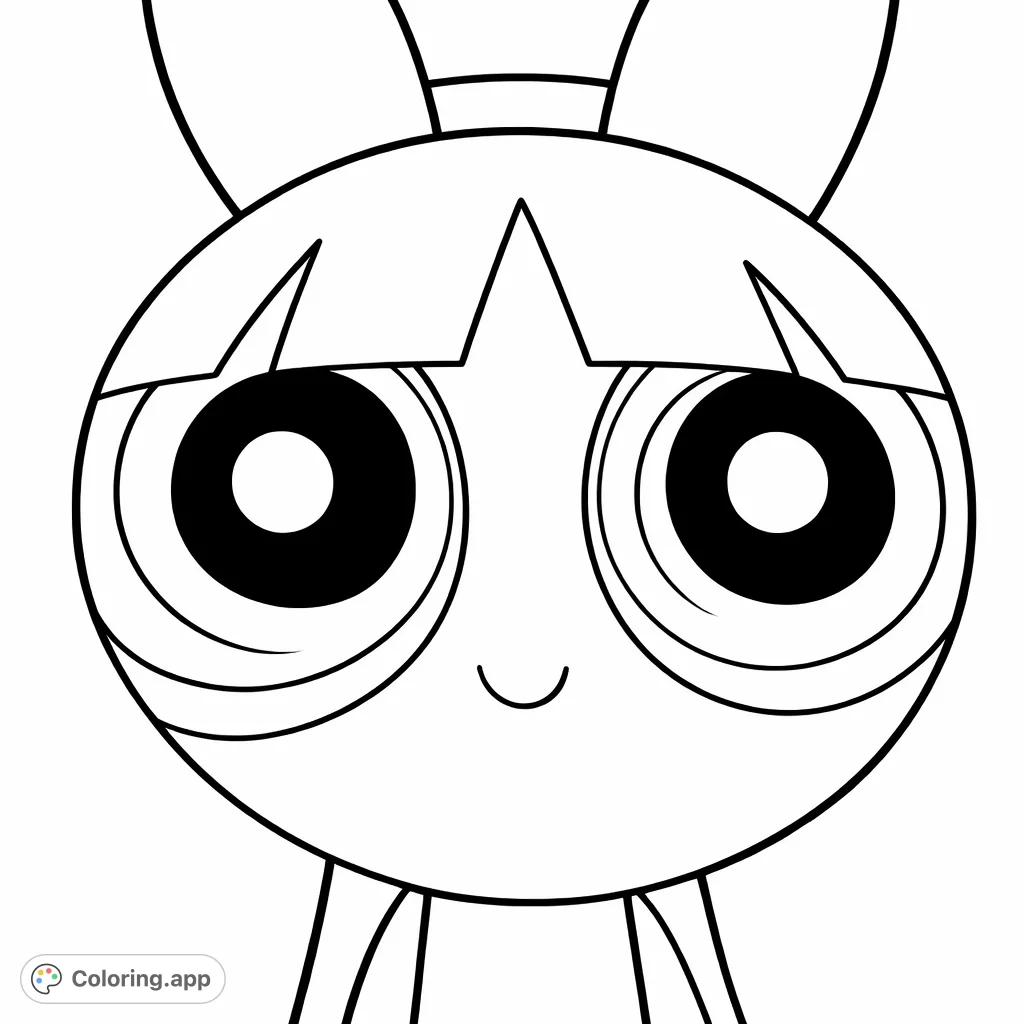 A cheerful animated heroine with distinct hair and bows, ready for a burst of creative color. Perfect for fans of classic cartoons.