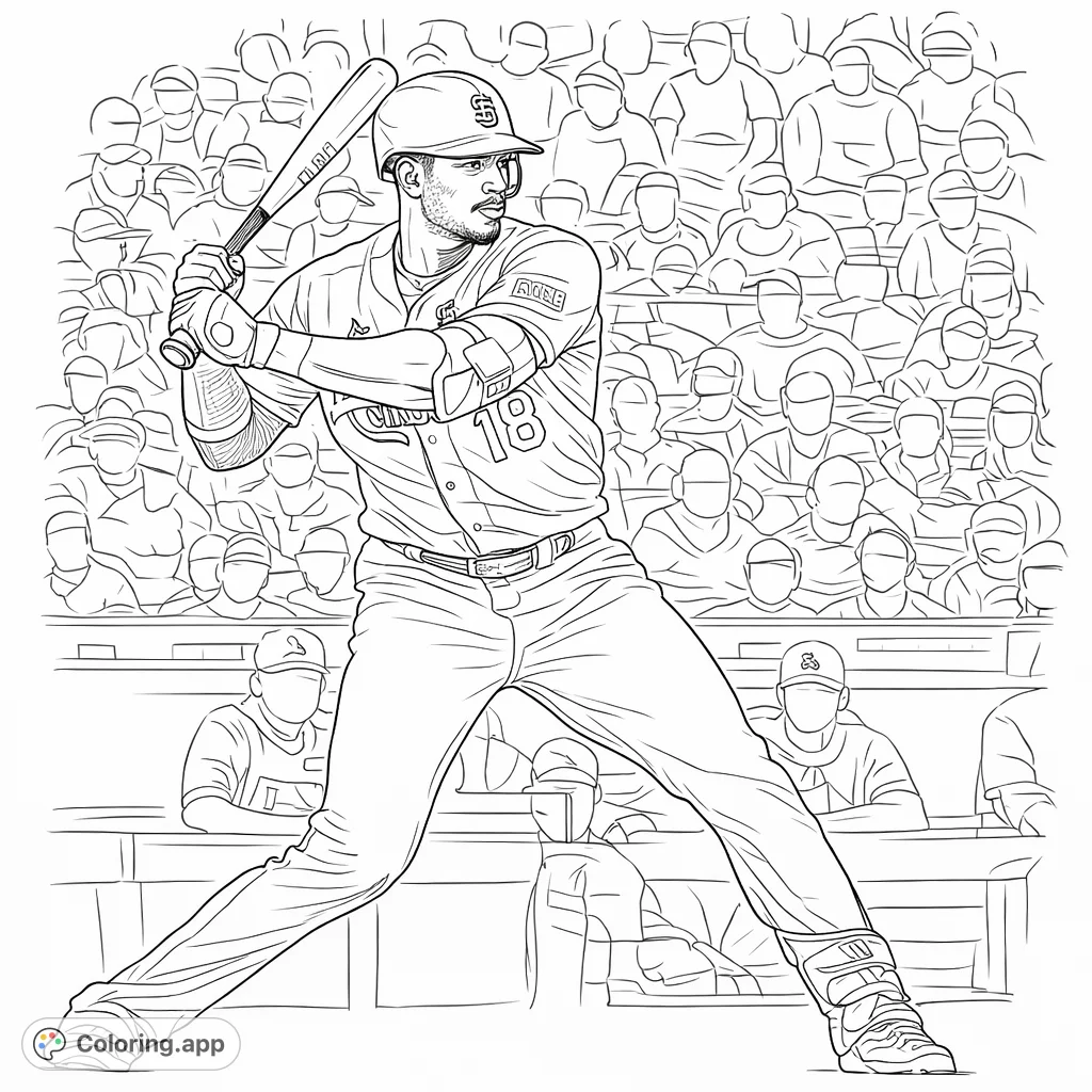 Capture the intensity of a baseball player ready to swing, featuring detailed uniform elements and a stadium background. Perfect for sports fans.