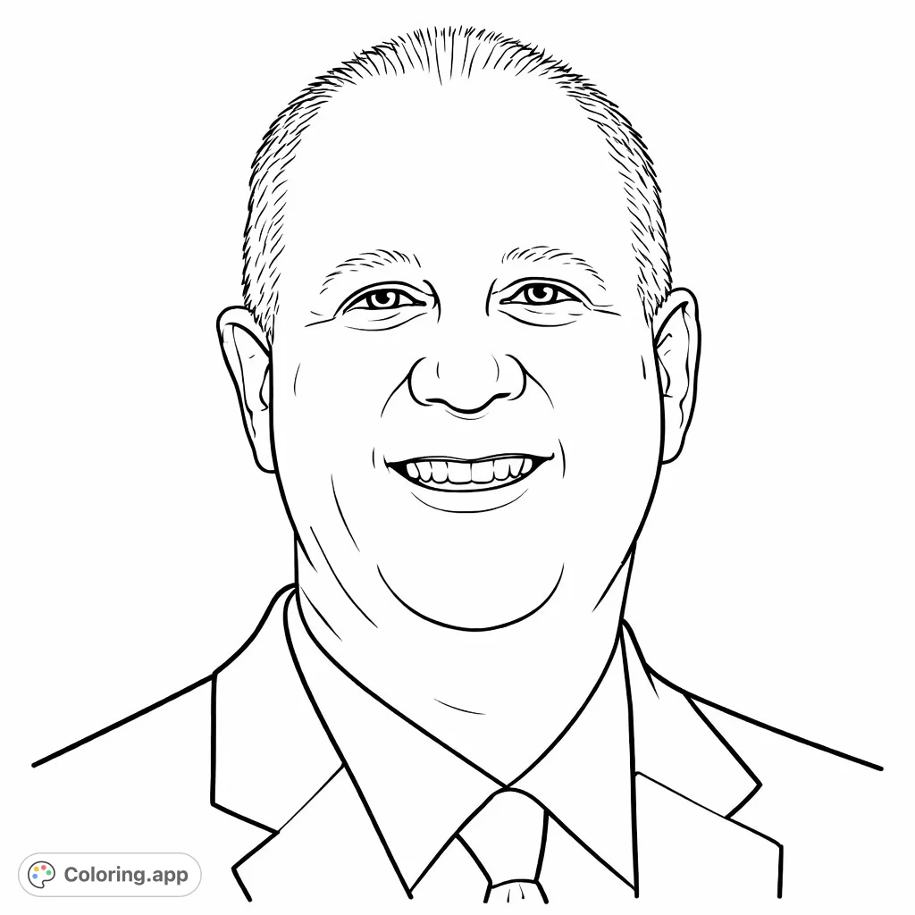 Capture the warmth of a smiling professional man's portrait. Ideal for practicing realistic shading and bringing a personal touch to a classic image.