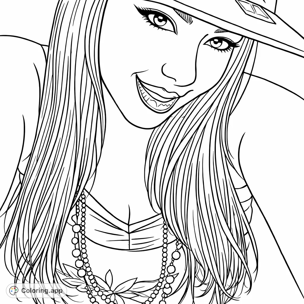 Capture the allure of a mysterious portrait featuring a person with a distinctive hat, bold eye makeup, and a unique two-toned lip design. A captivating creative challenge.