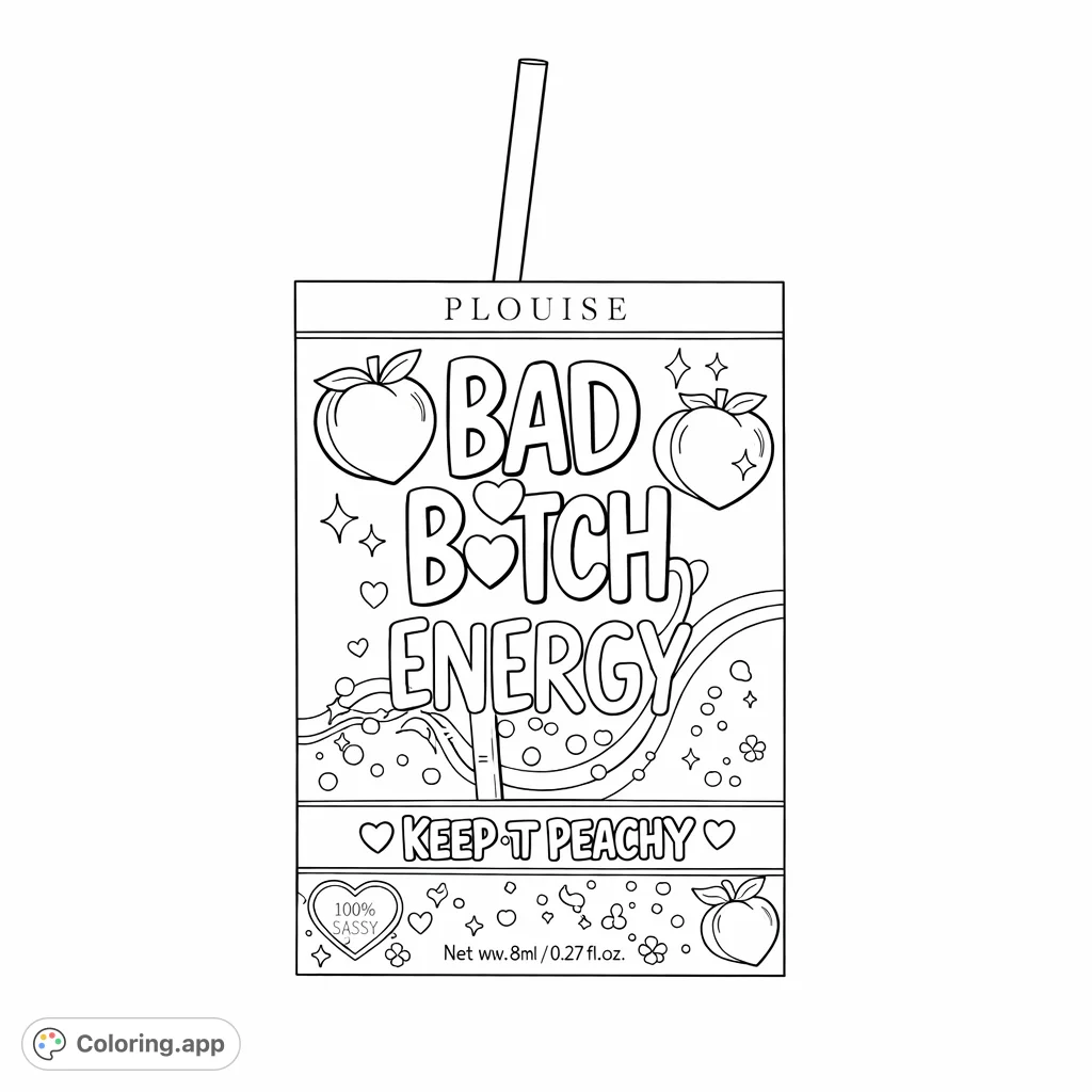 Colorable Juice Box Sassy Juice Box Energy - Coloring.app