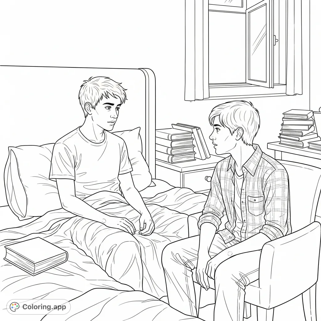 Teen Boys Realistic Conversation - Coloring.app