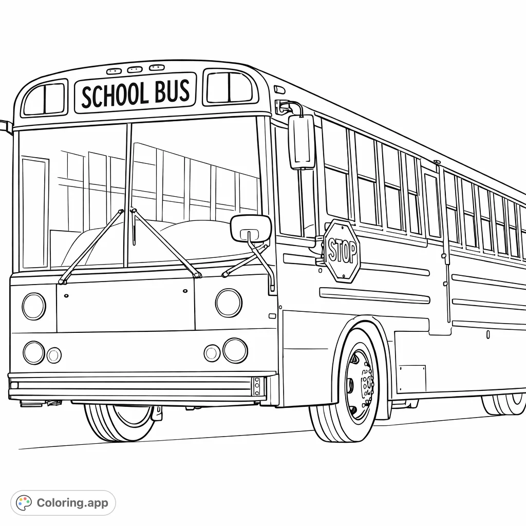 First Bus Colouring In Classic School Bus Journey - Coloring.app
