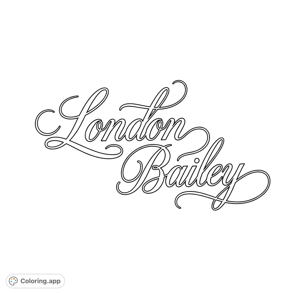 Personalize the beautiful name 'London Bailey' in elegant cursive script. A free printable featuring delicate flourishes, perfect for creative expression.