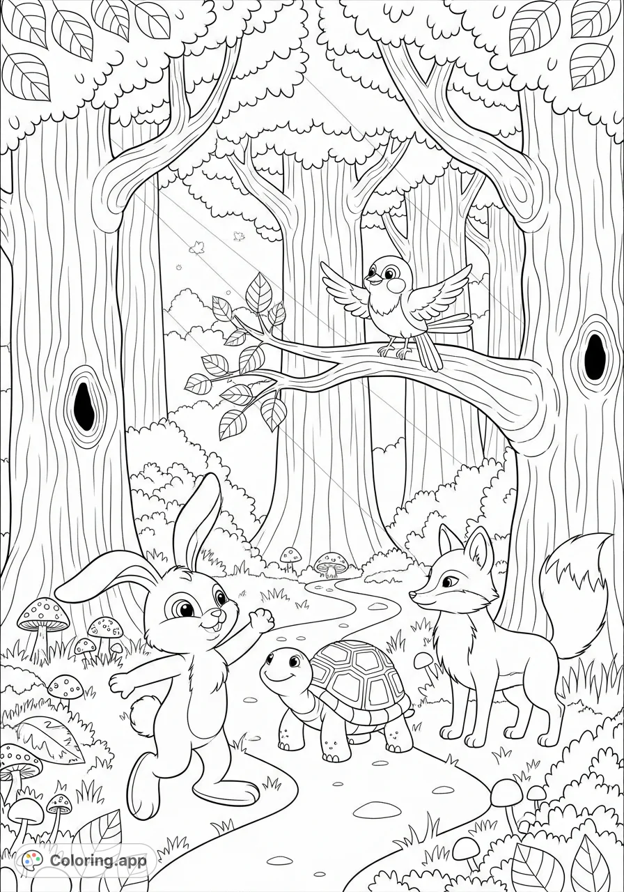 Join Lulu the Bunny on a charming adventure through a magical forest, meeting a wise turtle, cheerful bird, and kind fox, learning about friendship.
