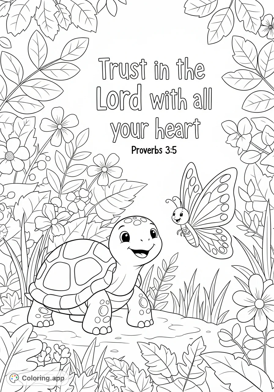 Trusting Turtle and Butterfly - Coloring.app